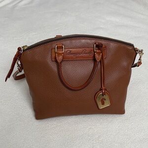 Vtg Dooney & Bourke Genuine Florentine Vacchetta Leather Brown Juliette Satchel